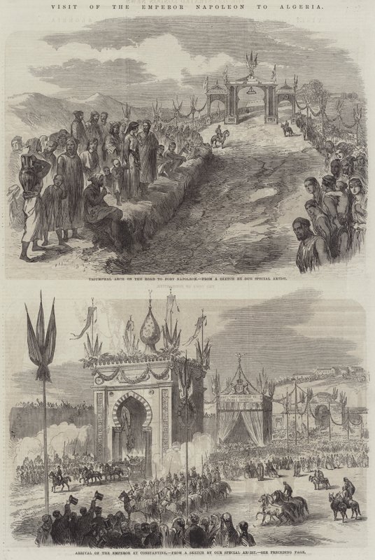 Kejser Napoleons besøg i Algeriet (gravering) af English School