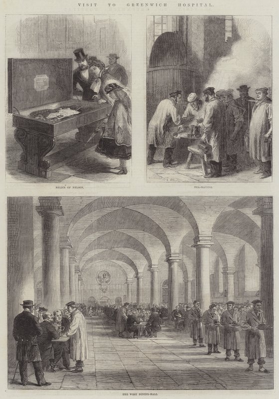 Besøg på Greenwich Hospital (gravering) af English School