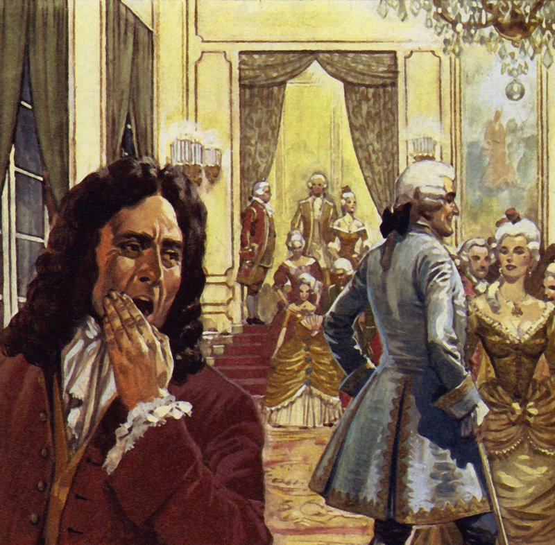 Voltaire deltog ofte i retten, men var aldrig glad der af English School
