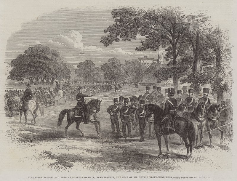 Frivillig gennemgang og fest i Shrubland Hall, nær Ipswich, sæde for Sir George Broke-Middleton (gravering) af English School