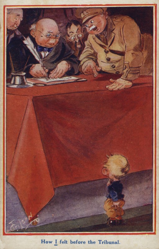 1. verdenskrig tegneserie propaganda postkort af en militærnægter af English School