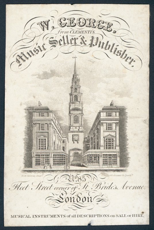 W George, musiksælger og udgiver, handelskort af English School