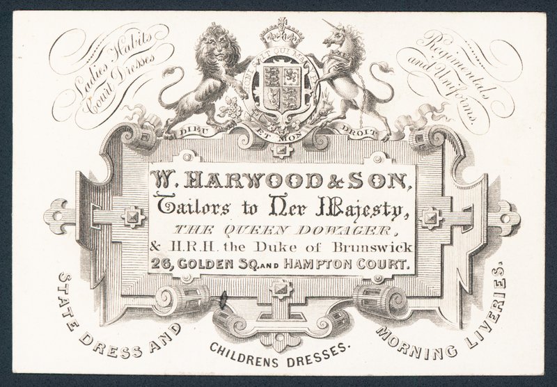 W Harwood & Søn, skræddere, handelskort af English School