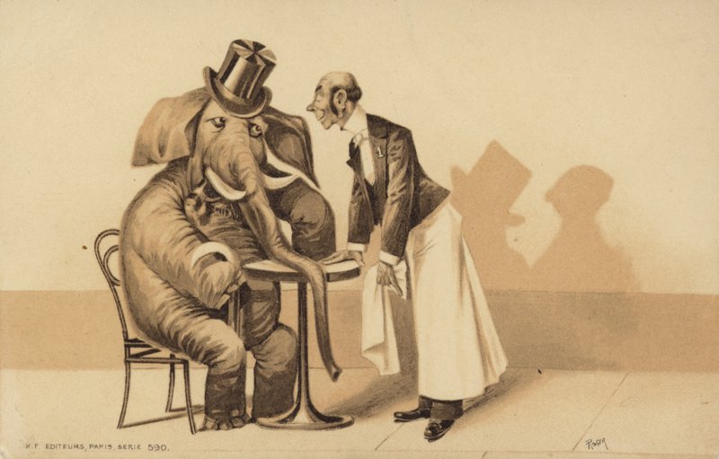 Tjeneren serverer en elefant af English School