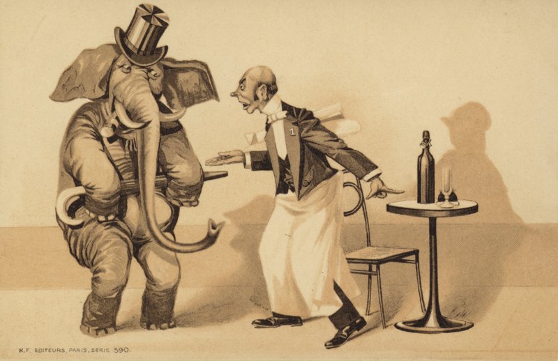 Tjeneren serverer en elefant af English School