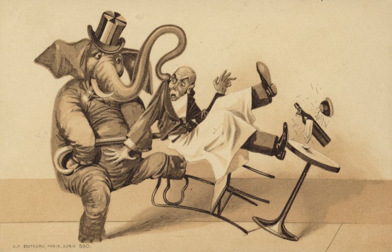 Tjeneren serverer en elefant af English School