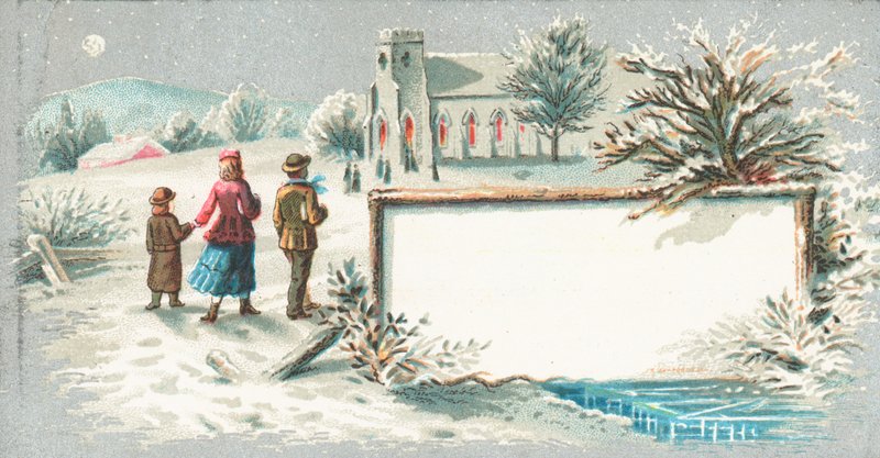 Gå til kirke, julekort af English School