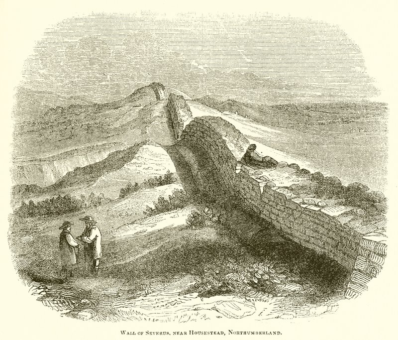 Wall of Severus, nær Housestead, Northumberland af English School