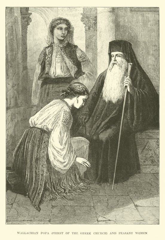 Wallachian Popa, præst for den græske kirke, og bondekvinder af English School