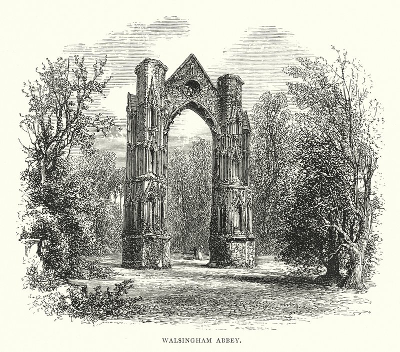Walsingham Abbey (kobberstik) af English School