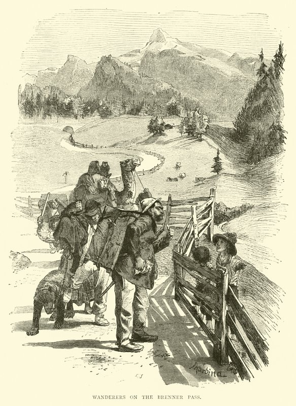 Wanderers on the Brenner Pass  af English School