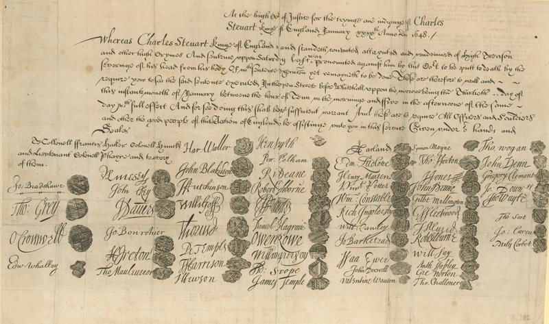 Ordre for henrettelse af kong Charles I af English School