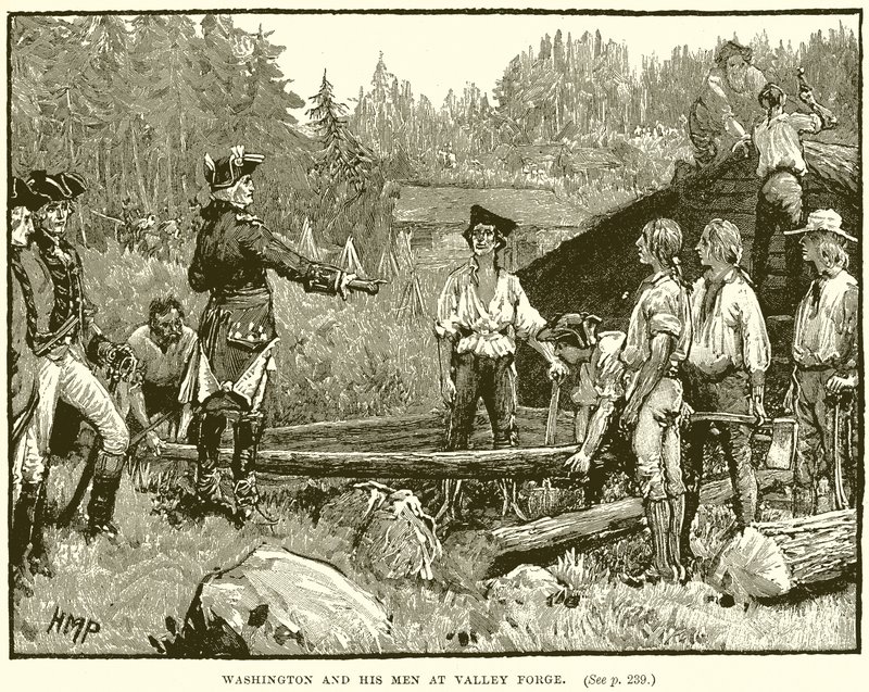 Washington og hans mænd i Valley Forge af English School