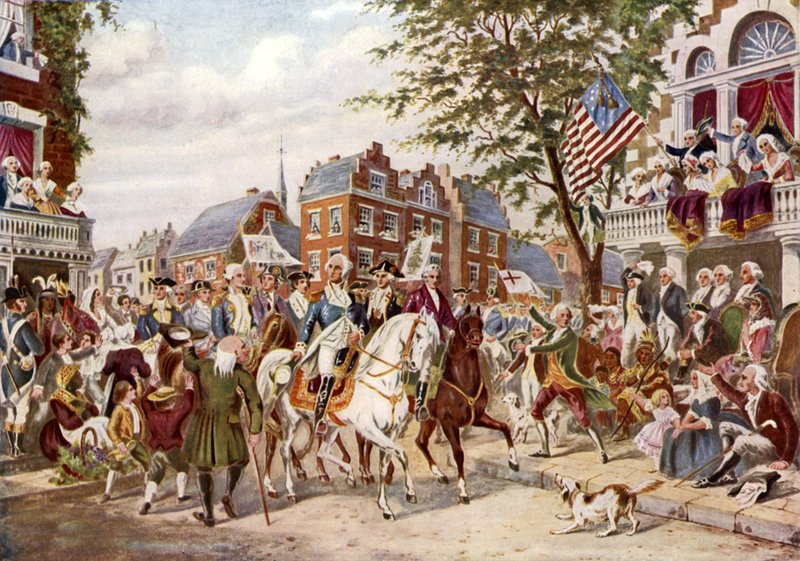 Washingtons indtog i New York, 23. april 1789 af English School