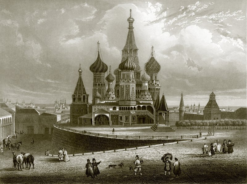 Wassili Blagennoi, eller katedralen St. Basil, Moskva af English School