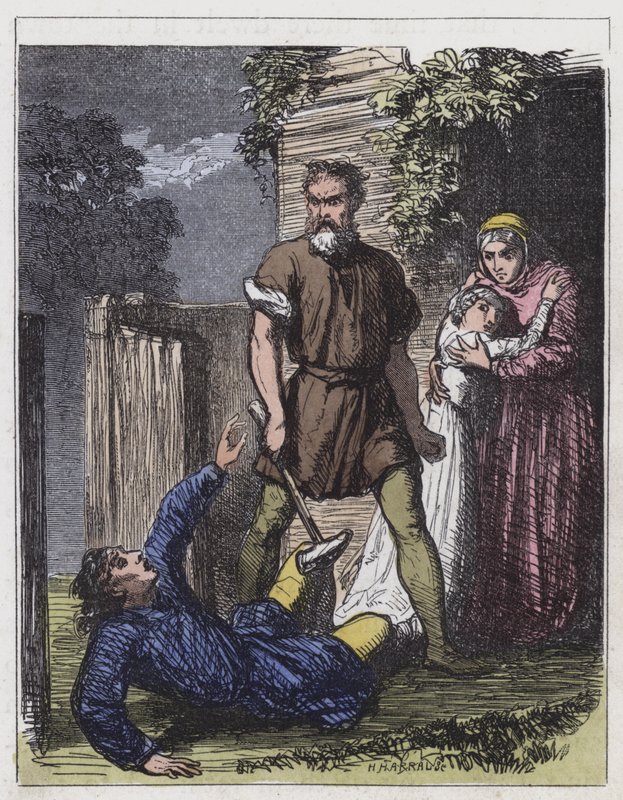 Wat Tyler and the Tax-Gatherer (farvet gravering) af English School