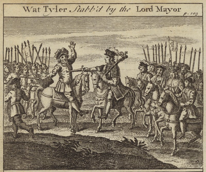 Wat Tyler stukket ned af William Walworth, Lord Mayor of London, Peasants" Revolt, 1381 af English School