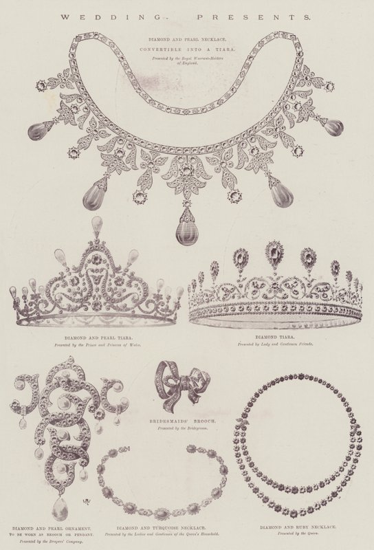 Bryllup af prinsesse Maud af Wales og prins Charles af Danmark (farve litho) af English School