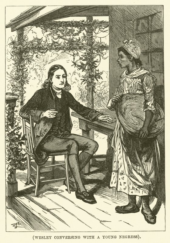 Wesley i samtale med en ung negerinde (kobberstik) af English School