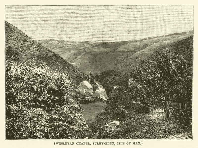 Wesleyan-kapellet, Sulby-Glen, Isle of Man (kobberstik) af English School