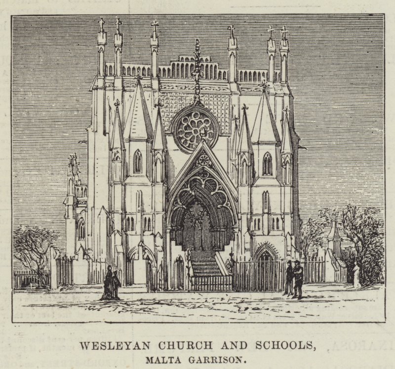 Wesleyan Church and Schools, Malta Garnison (gravering) af English School