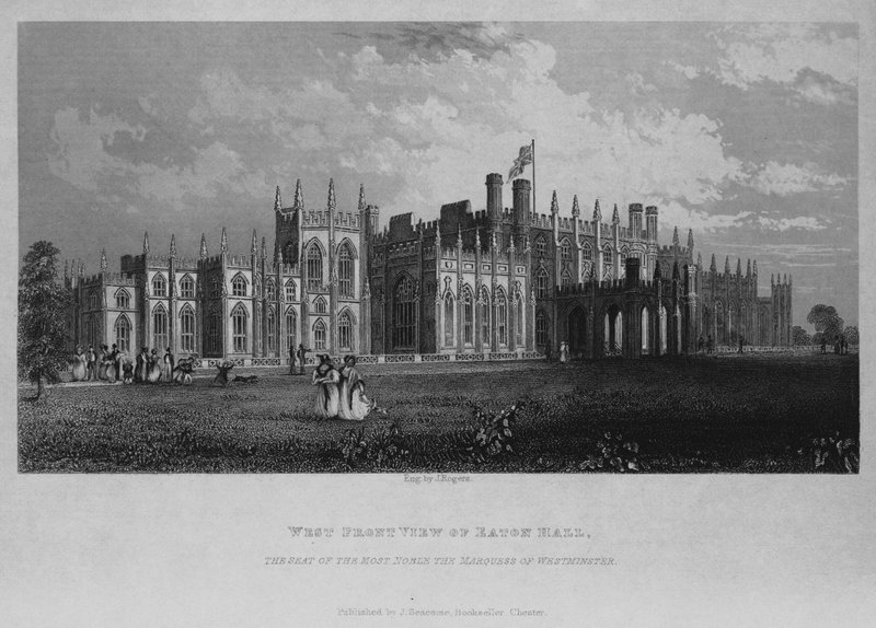 Vest forfra af Eaton Hall, sædet for den mest ædle Marquess af Westminster af English School