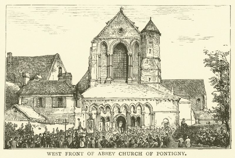 Vestfronten af Abbey Church of Pontigny (gravering) af English School
