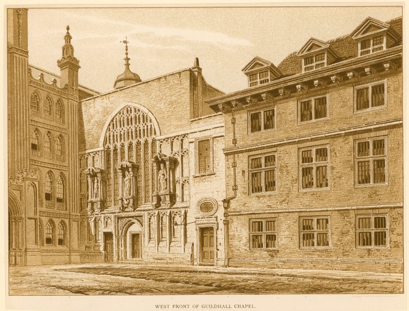 Vestfronten af Guildhall Chapel, London af English School