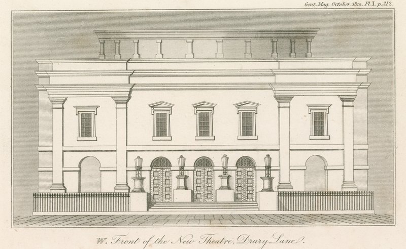 Vest foran det nye Drury Lane Theatre, London af English School