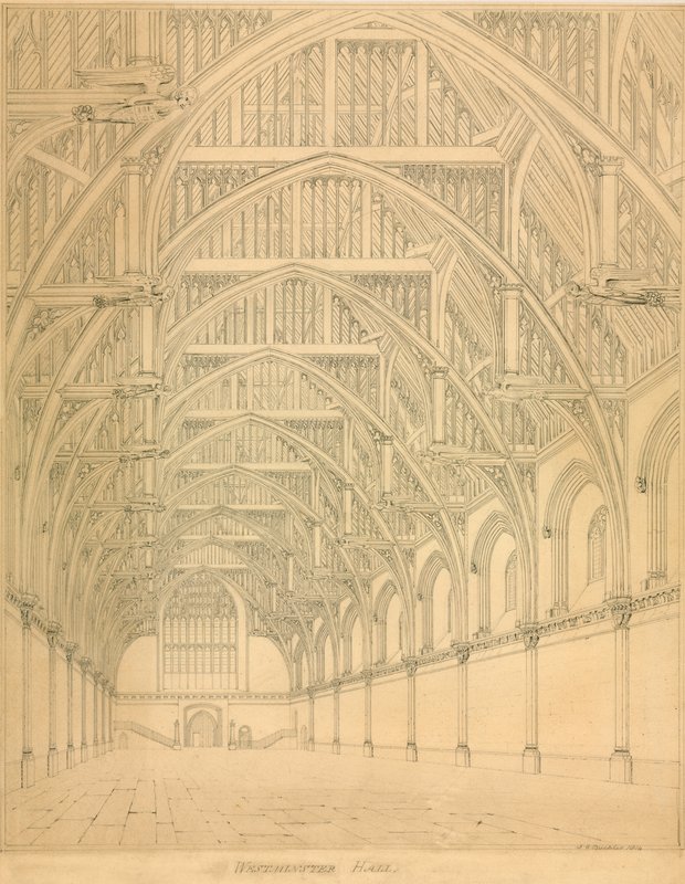 Westminster Hall, 1814 af English School