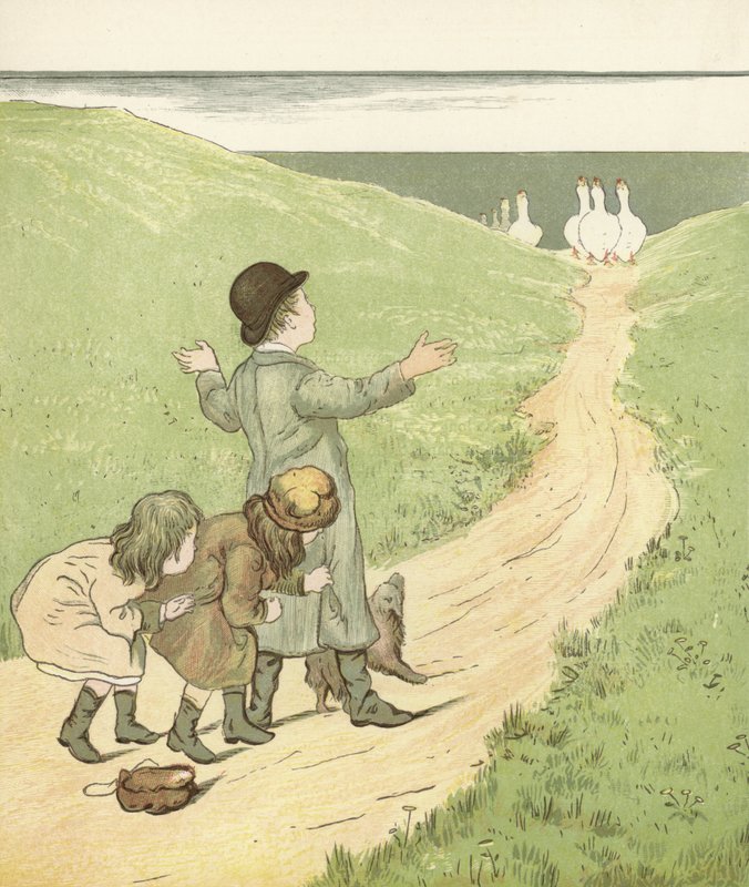Da gæssene kom over Lea! (farvelitografi) af English School