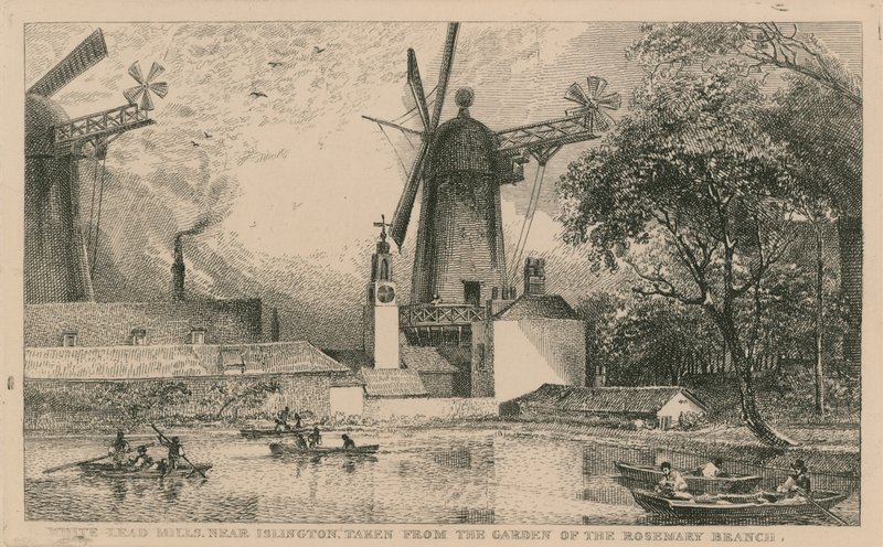 White Lead Mills nær Islington, taget fra Rosemary Branchs have af English School