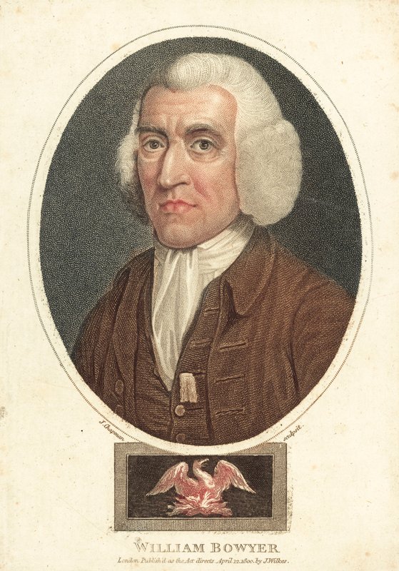 William Bowyer, engelsk trykker og redaktør (farvet gravering) af English School