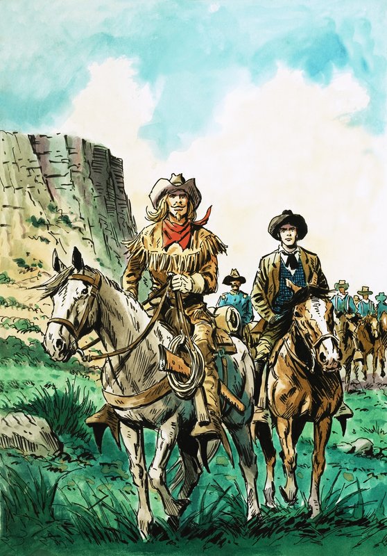 William Cody leder en kolonne af amerikanske kavalerister af English School