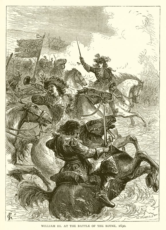 William III i slaget ved Boyne, 1690 af English School