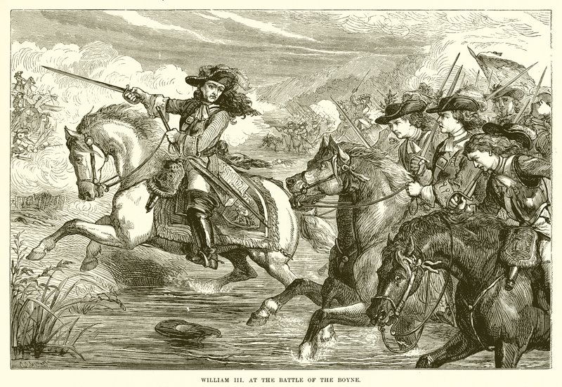 William III i slaget ved Boyne af English School