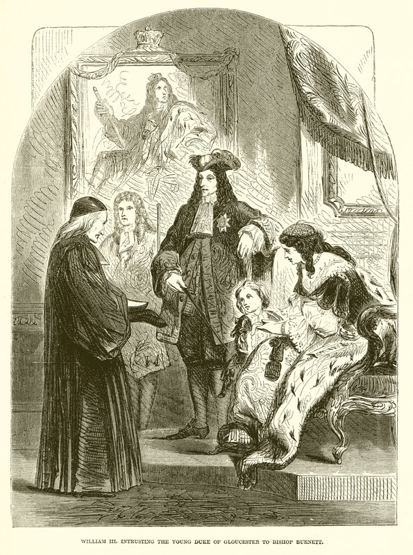 Vilhelm III. at betro den unge hertug af Gloucester til biskop Burnett af English School