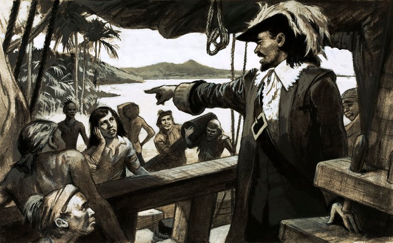 William Paterson forsøgte at grundlægge en ny handelskoloni på Isthmus of Panama (gouache på papir) af English School