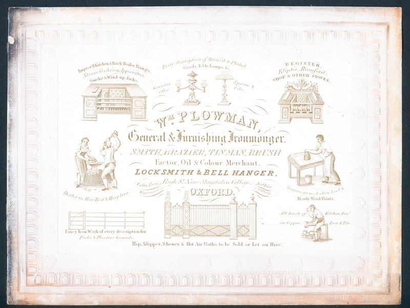 William Plowman, general- og møbeljernhandler, handelskort af English School