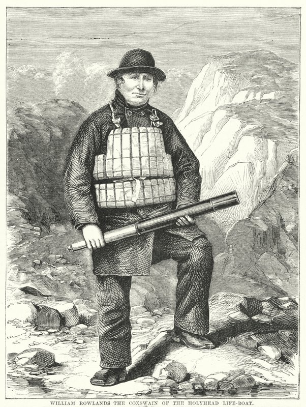 William Rowlands styrmand fra Holyhead-redningsbåden (gravering) af English School