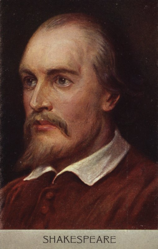 William Shakespeare (ca. 1564-1616), engelsk dramatiker og digter (farvelitografi) af English School