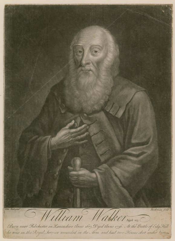 William Walker, i en alder af 123, født i 1613, død 1736 af English School