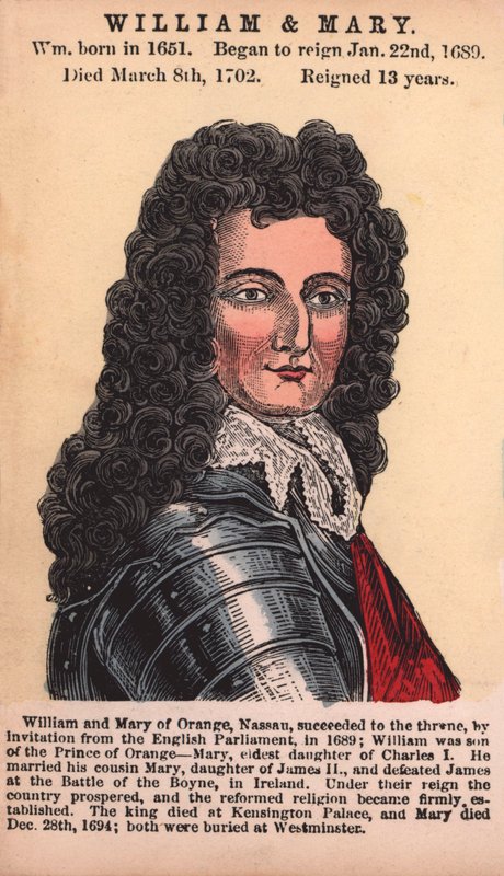 William og Mary (farvet gravering) af English School