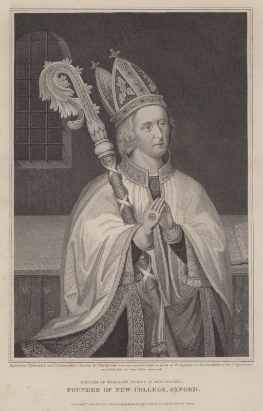 William af Wykeham, biskop af Winchester, grundlægger af New College, Oxford (gravering) af English School