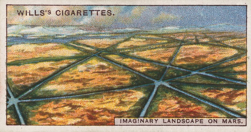 Wills cigaretkort, der viser et imaginært landskab på Mars af English School