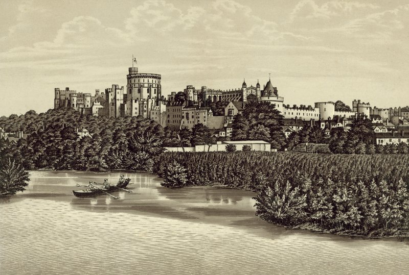 Windsor Castle fra floden af English School