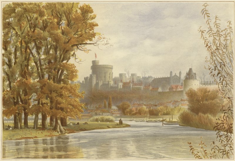 Windsor Castle fra Themsen af English School