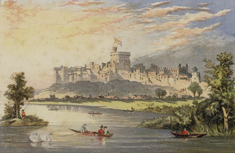 Windsor Castle fra Themsen af English School