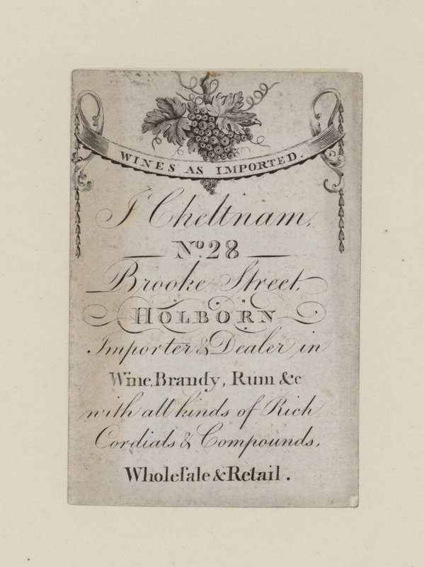 Vinhandlere, IN Cheltenham, handelskort af English School