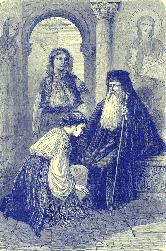 Tilbedelse i Rumænien, illustration fra Illustrated Travels, redigeret af H. W. Bates, udgivet ca. 1880 (digitalt forbedret billede) af English School